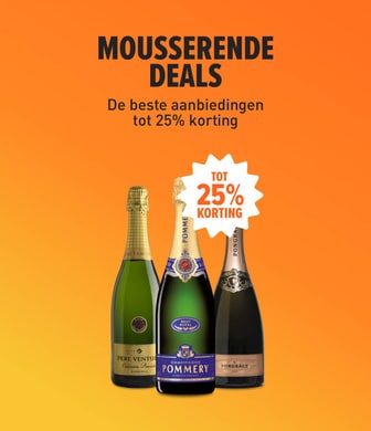 Mousserende wijn deals met korting. De beste aanbiedingen tot 25% korting.